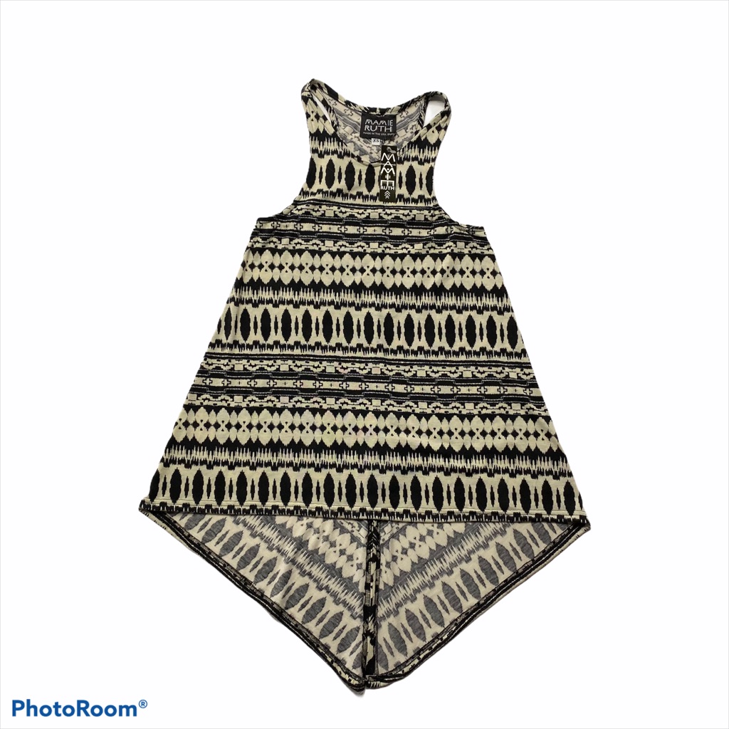 Mamie Ruth Tuxedo Tuni Tank Top Aztec Size Xs